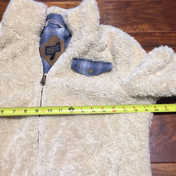 Pendleton Women's Jacket Size Medium Sherpa White Full Zip Wool Lined Sherpa - Picture 7 of 9